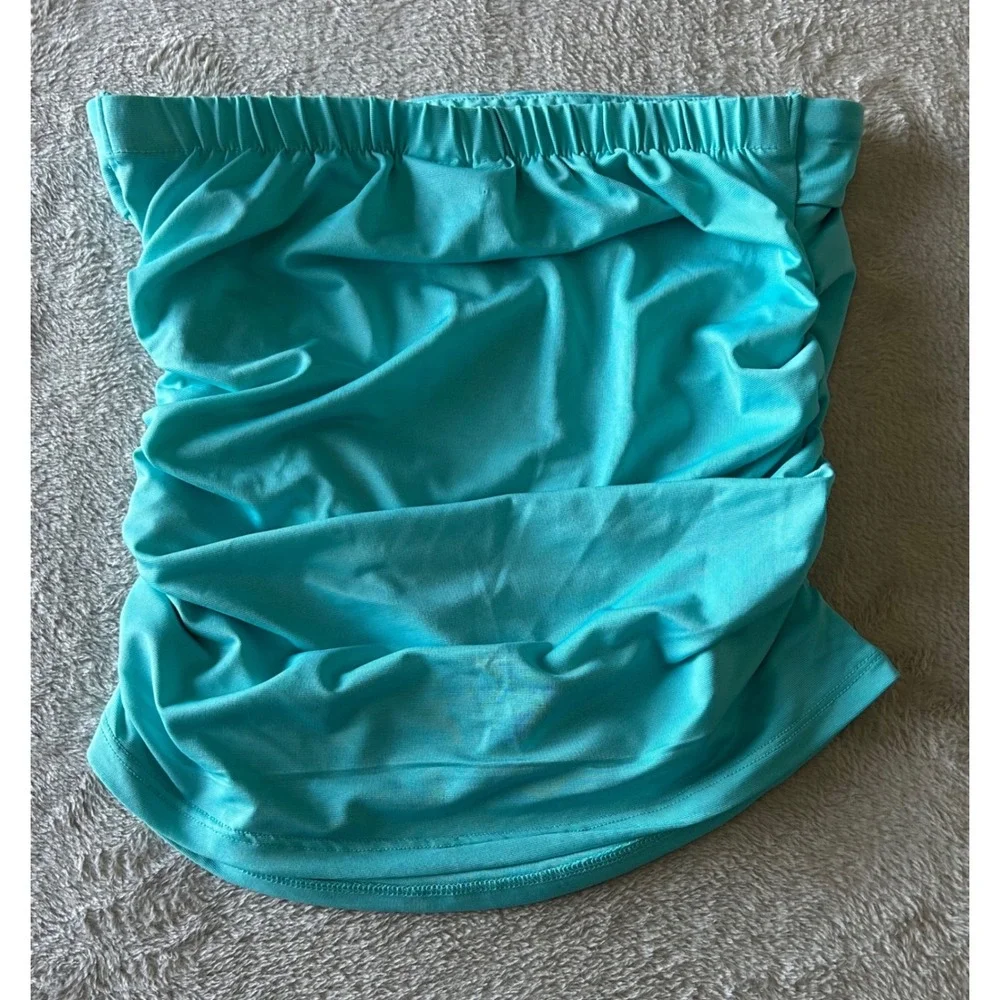 Jolie & Joy Womens XL Turquoise Teal Ruched Strapless Tube Top Summer - Picture 5 of 7